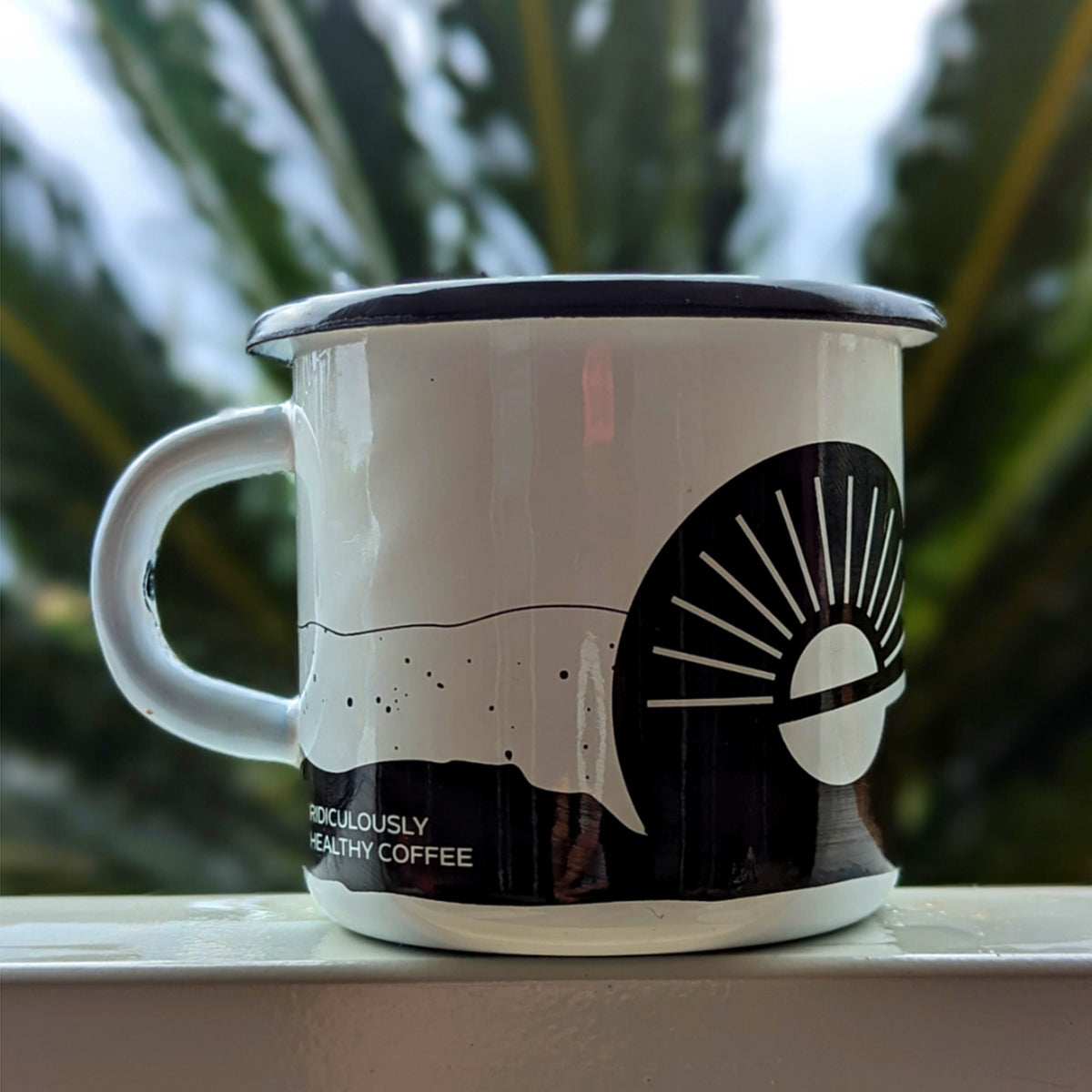 Exhale Hand Printed Enamel Mug