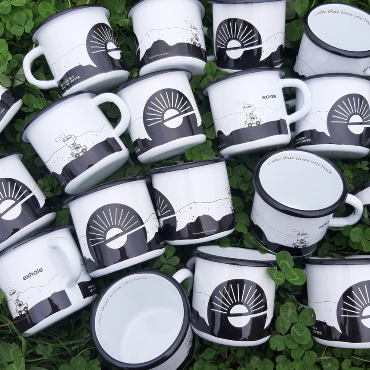 Exhale Hand Printed Enamel Mug