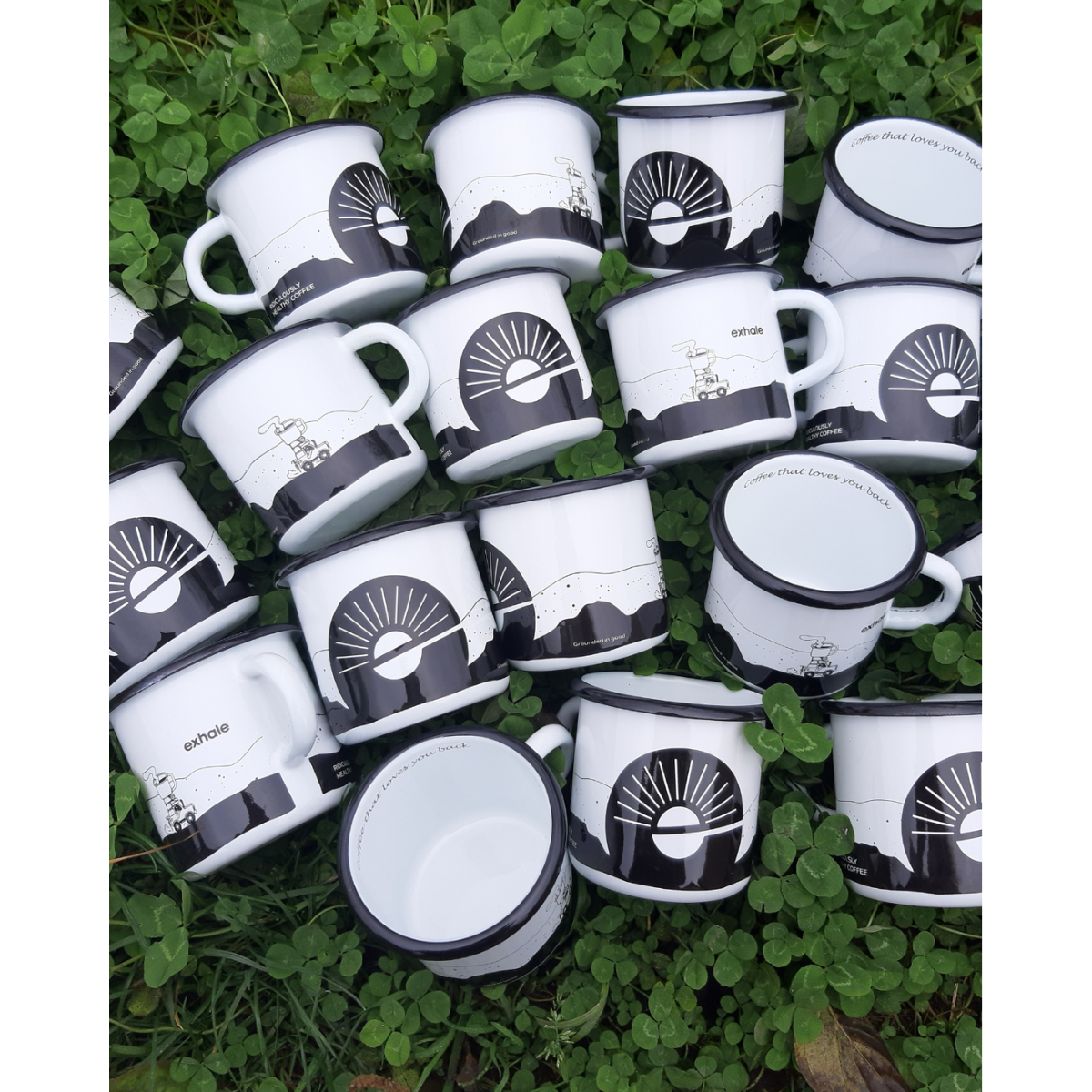 Exhale Hand Printed Enamel Mug