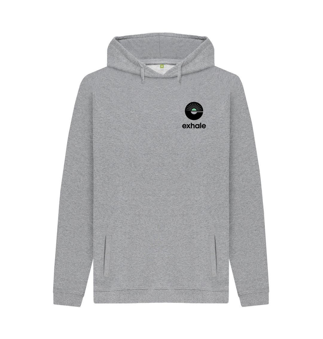 Grey Exhale hoodie with small logo