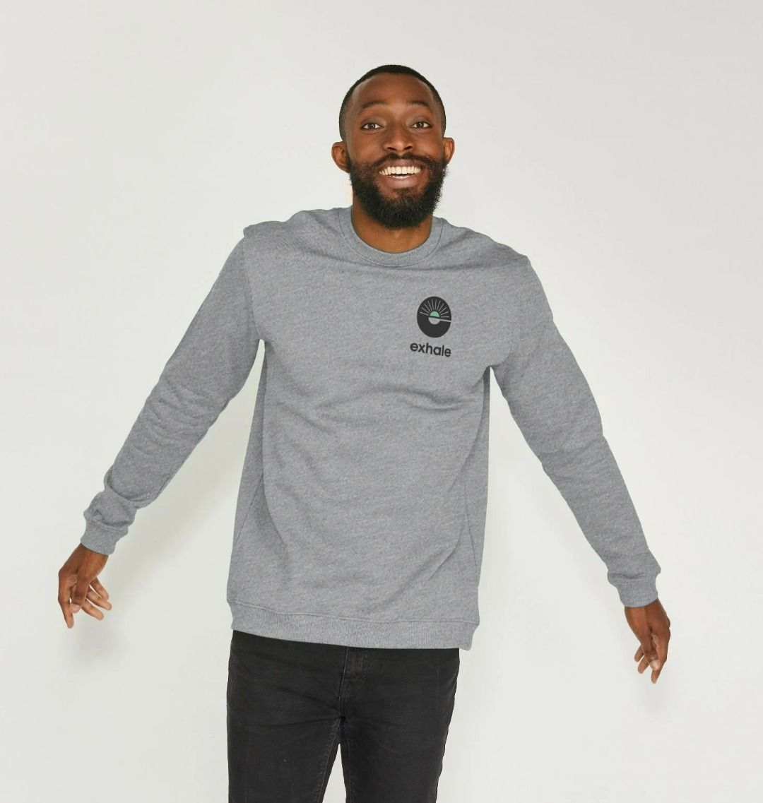 Exhale grey sweater with small logo